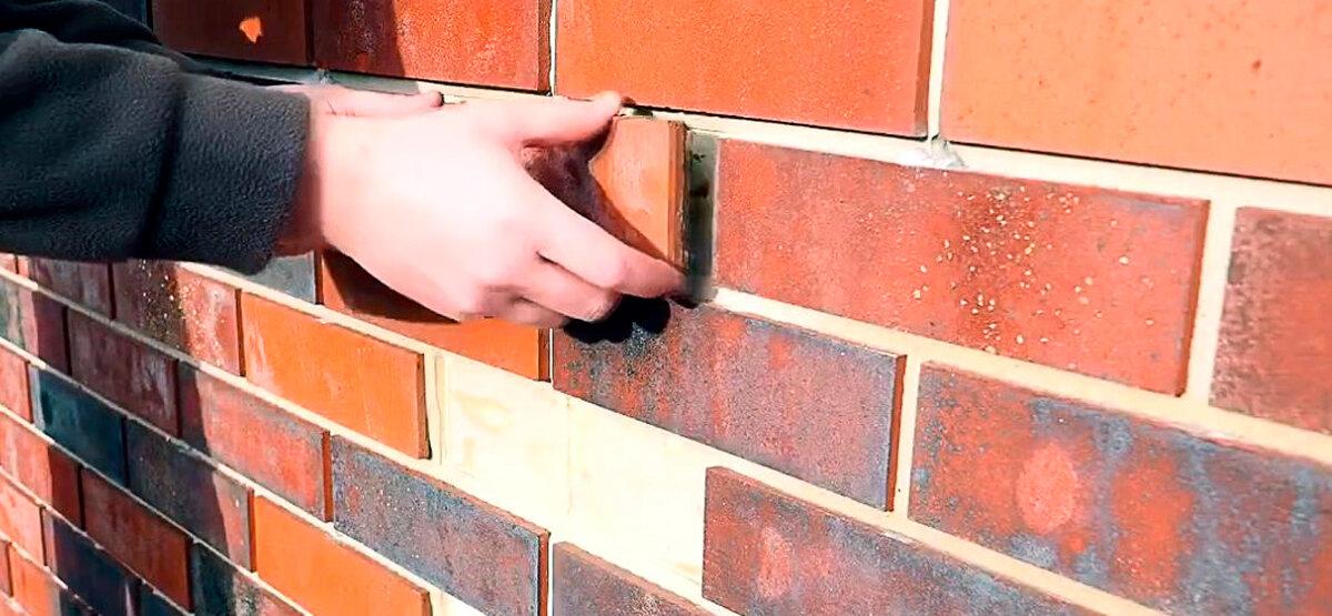 Приклеивание 8 мм клинкерной плитки под кирпич, камень
